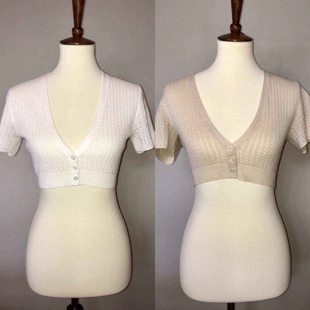 2 Lightweight Cropped Short-Sleeved Sweaters